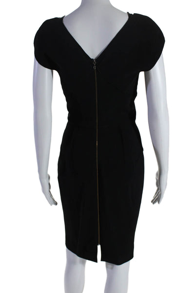 Roland Mouret Womens Short Sleeves Knee Length Pencil Dress Black Size 8