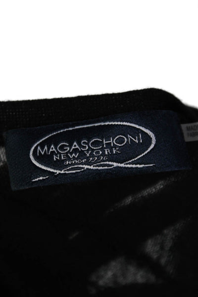 Magaschoni Womens Cashmere V Neck Long Sleeves Sweater Black Size Small