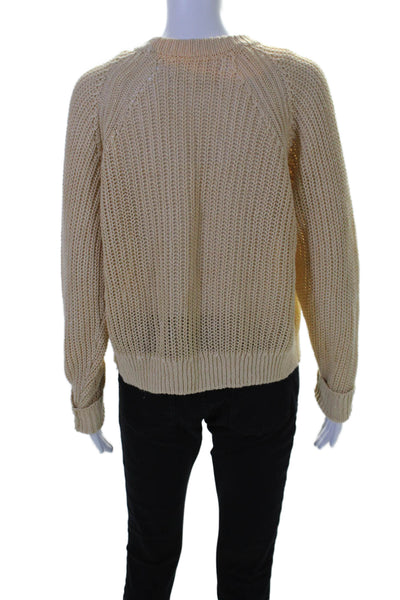 Apiece Apart Womens Oversized Open Knit Crew Neck Sweater Beige Linen Size XS