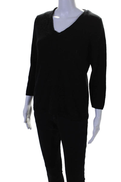 Mark Shale Womens Long Sleeve V Neck Cashmere Sweater Black Size Large