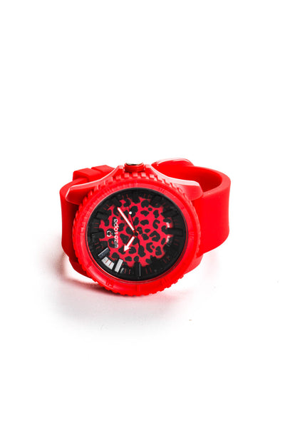 Wize & Ope Unisex Silicone Red Gummy Leopard Dial Quartz Watch 48mm New in Box