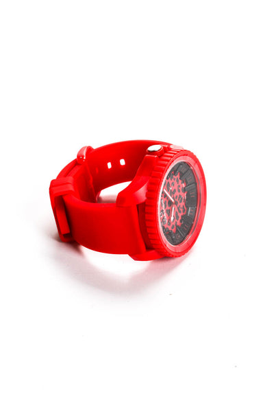 Wize & Ope Unisex Silicone Red Gummy Leopard Dial Quartz Watch 48mm New in Box