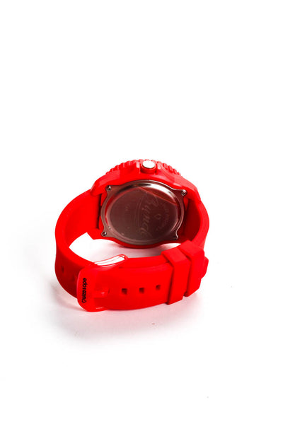 Wize & Ope Unisex Silicone Red Gummy Leopard Dial Quartz Watch 48mm New in Box