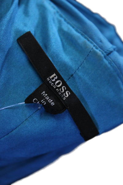 Boss Hugo Boss Womens Silk Sleeveless V Neck Sheath Dress Blue Size 4