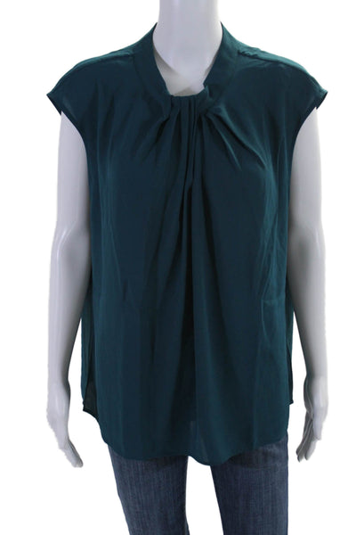 Calvin Klein Womens Round Neck Sleeveless Pullover Blouse Top Blue Size XL