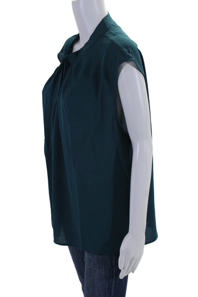 Calvin Klein Womens Round Neck Sleeveless Pullover Blouse Top Blue Size XL