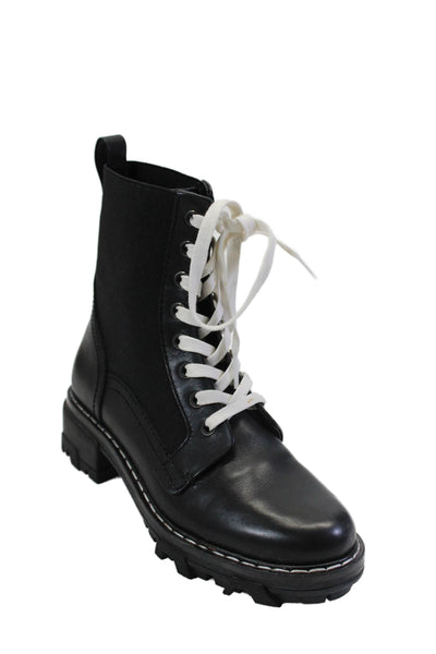 Rag & Bone Womens Black Leather Trim Lace Up High Top Combat Boots Shoes Size 6