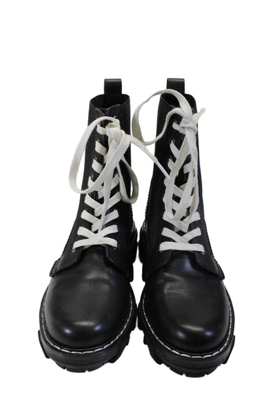 Rag & Bone Womens Black Leather Trim Lace Up High Top Combat Boots Shoes Size 6