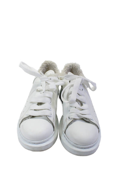 Alexander McQueen Womens White Leather Fuzzy Lined Sneakers Shoes Size 6.5D