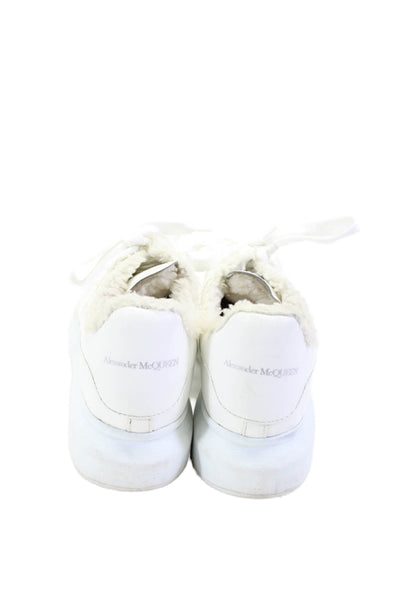 Alexander McQueen Womens White Leather Fuzzy Lined Sneakers Shoes Size 6.5D