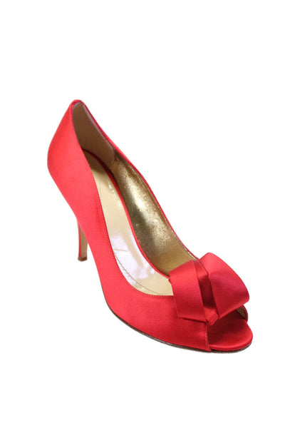 Kate Spade New York Womens Stiletto Satin Peep Toe Pumps Red Size 10B