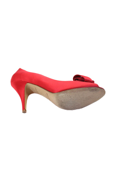 Kate Spade New York Womens Stiletto Satin Peep Toe Pumps Red Size 10B