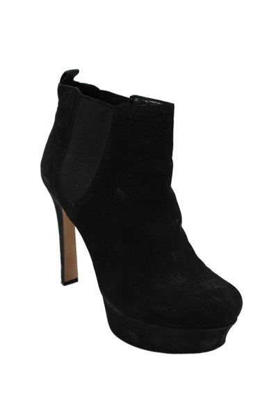 Vince Camuto Women's Round Toe Suede Pull-On Platform Ankle Boots Black Size 8.5