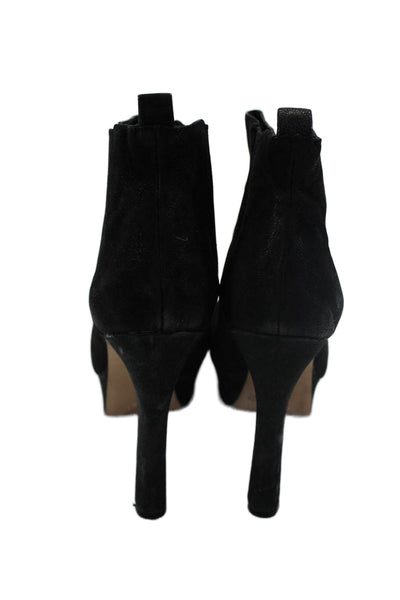 Vince Camuto Women's Round Toe Suede Pull-On Platform Ankle Boots Black Size 8.5