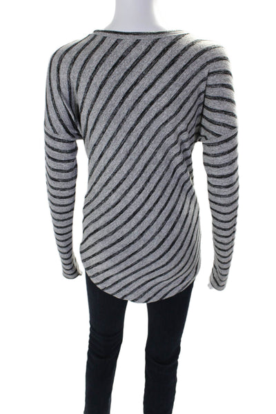 Rag & Bone Womens Round Neck Long Sleeve Stripped Sweater Gray Size S