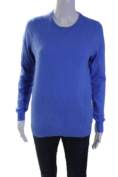 C by Bloomingdales Womens Cashmere Long Sleeved Crew Neck Sweater Blue Size M