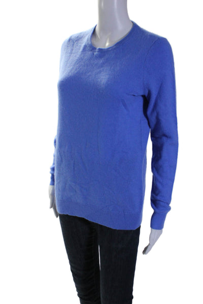 C by Bloomingdales Womens Cashmere Long Sleeved Crew Neck Sweater Blue Size M