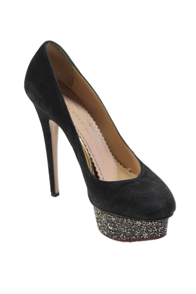 Charlotte Olympia Womens Closed Toe Slip-on Platform Stiletto Heels Black Size 6