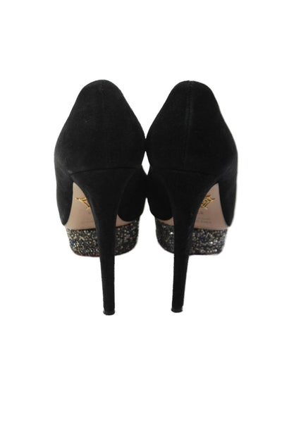 Charlotte Olympia Womens Closed Toe Slip-on Platform Stiletto Heels Black Size 6