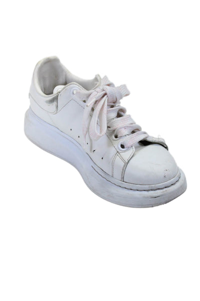 Alexander McQueen Womens White Leather Low Top Platform Sneakers Shoes Size 6.5