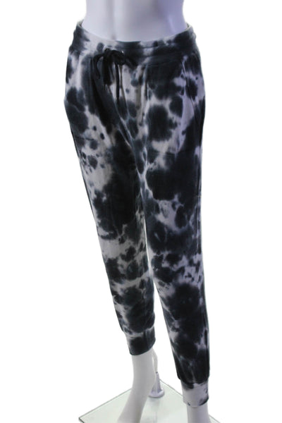 Splendid Womens Cotton Tie Dye Print Drawstring Joggers White Black Size S