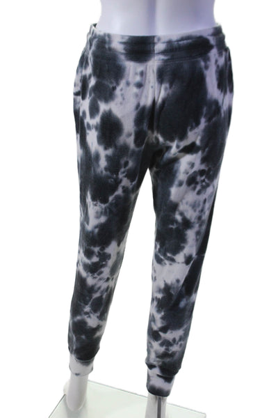 Splendid Womens Cotton Tie Dye Print Drawstring Joggers White Black Size S