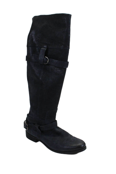 CO OP Barneys New York Womens Leather Knee High Boots Blue Size 8