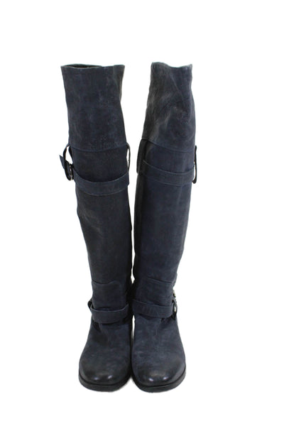 CO OP Barneys New York Womens Leather Knee High Boots Blue Size 8