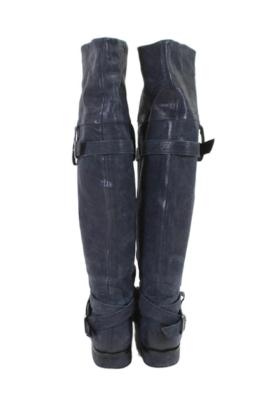 CO OP Barneys New York Womens Leather Knee High Boots Blue Size 8