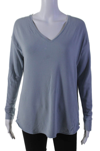 Majestic Filatures Womens Long Sleeve V Neck Relaxed Fit T Shirt Blue Size 2