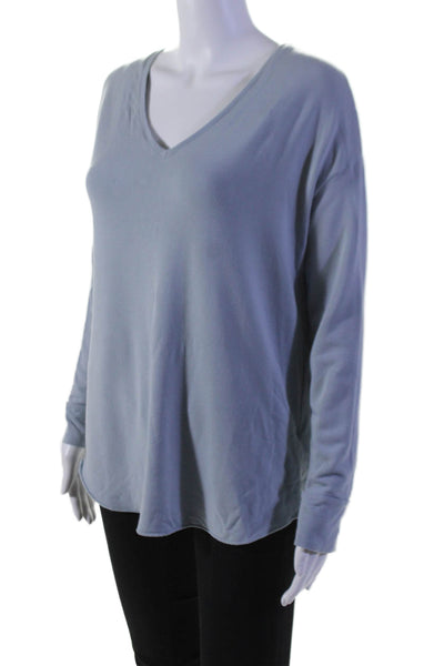 Majestic Filatures Womens Long Sleeve V Neck Relaxed Fit T Shirt Blue Size 2