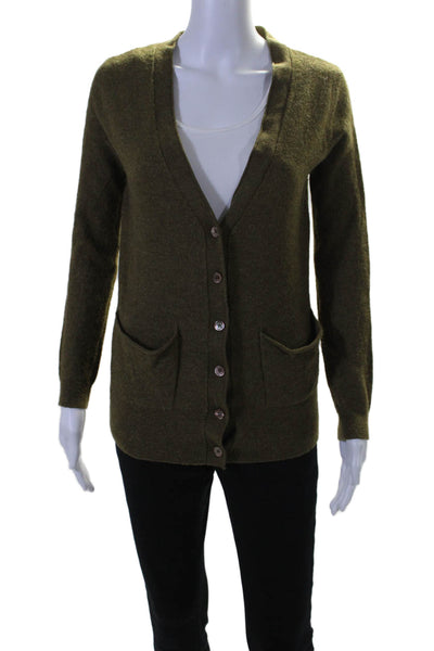 Moth Anthropologie Womens Button Front V Neck Cardigan Sweater Green Wool Small