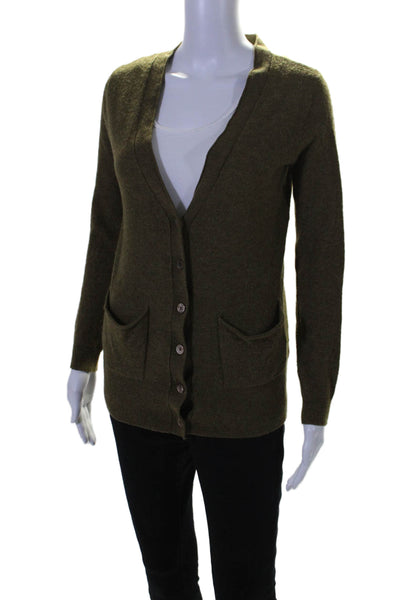 Moth Anthropologie Womens Button Front V Neck Cardigan Sweater Green Wool Small