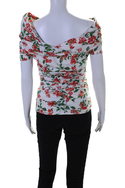 Caroline Constas Women's V-Neck Sleeveless Rouge Blouse Floral Size XS