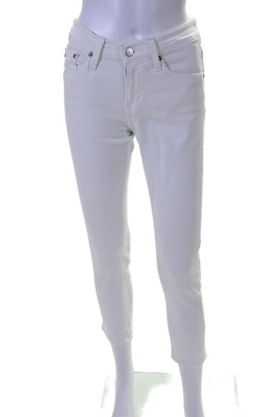 AG Women's Five Pockets Button Closure Skinny Jeans Pants White Size 24