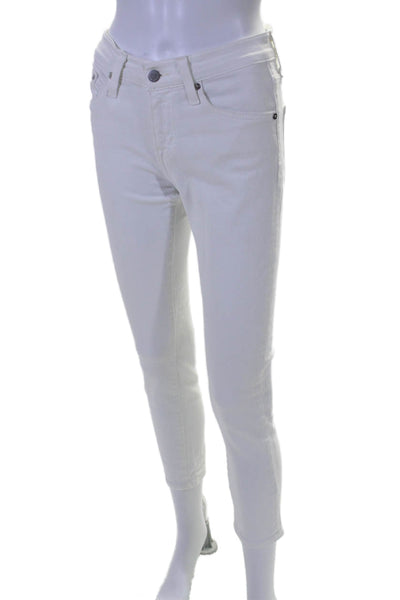 AG Women's Five Pockets Button Closure Skinny Jeans Pants White Size 24