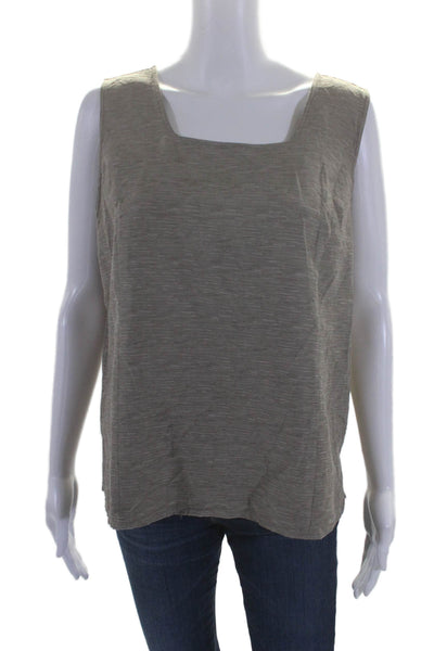 Dialogue Womens Silk Square Neck Pullover Tank Top + Jacket Set Taupe Size L