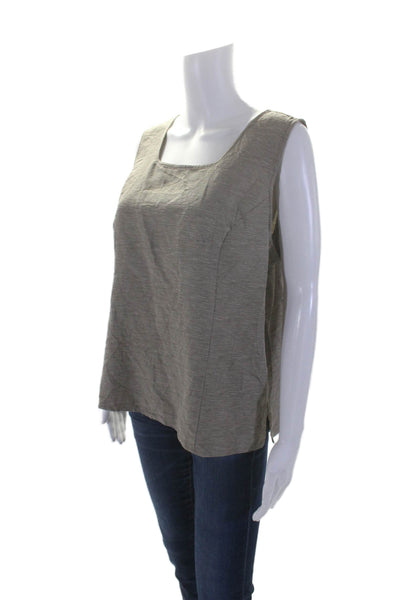 Dialogue Womens Silk Square Neck Pullover Tank Top + Jacket Set Taupe Size L