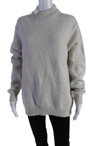 NN.07 Women's Mock Neck Long Sleeves Pullover Sweater Beige Size M