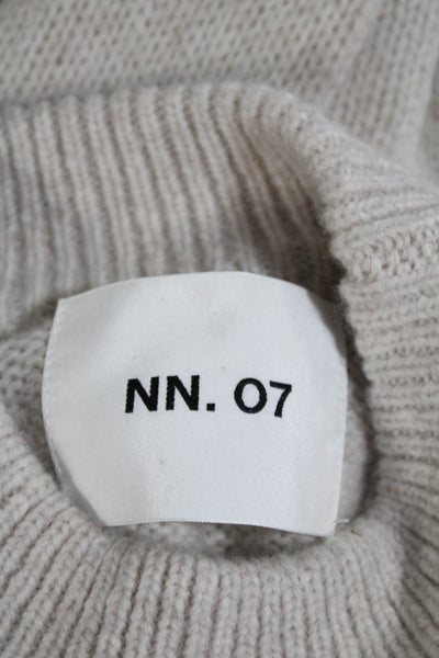 NN.07 Women's Mock Neck Long Sleeves Pullover Sweater Beige Size M