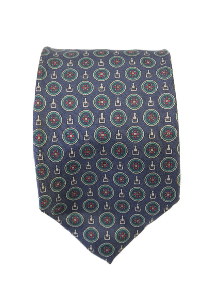 Lanvin Men's Classic Silk Printed Neck Tie Navy Blue One Size