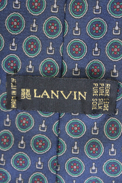 Lanvin Men's Classic Silk Printed Neck Tie Navy Blue One Size