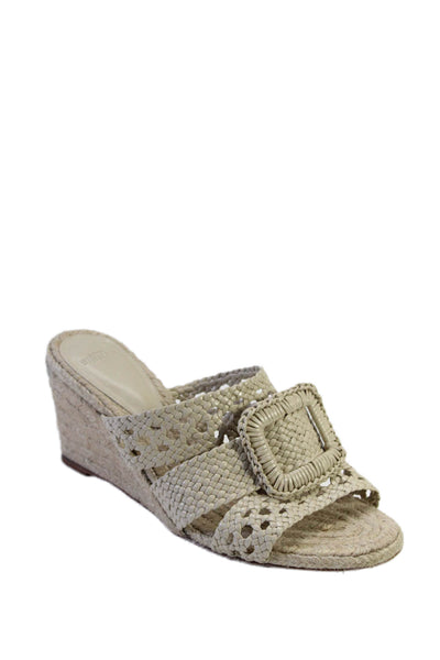 Alexandre Birman Womens Wedge Heel Woven Leather Espadrilles Sandals White 39.5