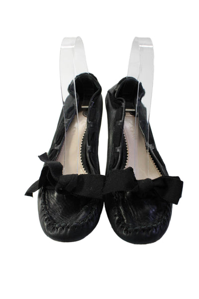 Chloe Womens Leather Bow Detail Round Toe Heels Pumps Black Size 40.5 10.5