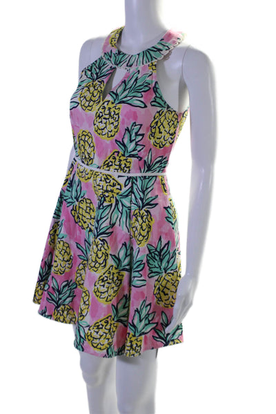 Draper James Women's Sleeveless Pockets Fit Flare Fruit Print Mini Dress Size 0