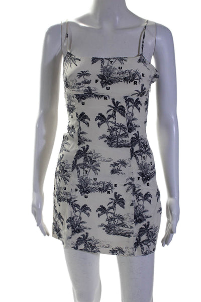 From Future Womens Silk White Graphic Print Square Neck Mini Dress Size 34