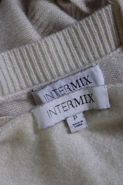 Intermix Womens Cream Wool Blend Crop Top Cardigan Sweater Top Set Size S