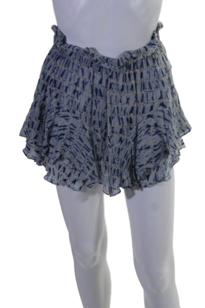 Isabel Marant Etoile Womens Blue Printed Layered Mini Shorts Size 34