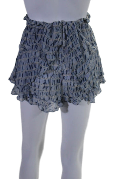 Isabel Marant Etoile Womens Blue Printed Layered Mini Shorts Size 34