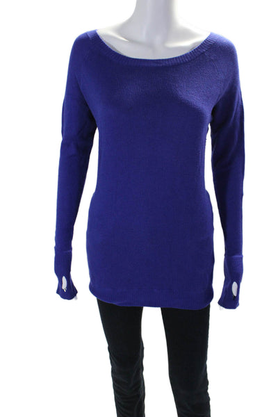 Lululemon Womens Round Neck Long Sleeve Knitted Sweater Top Blue Size M